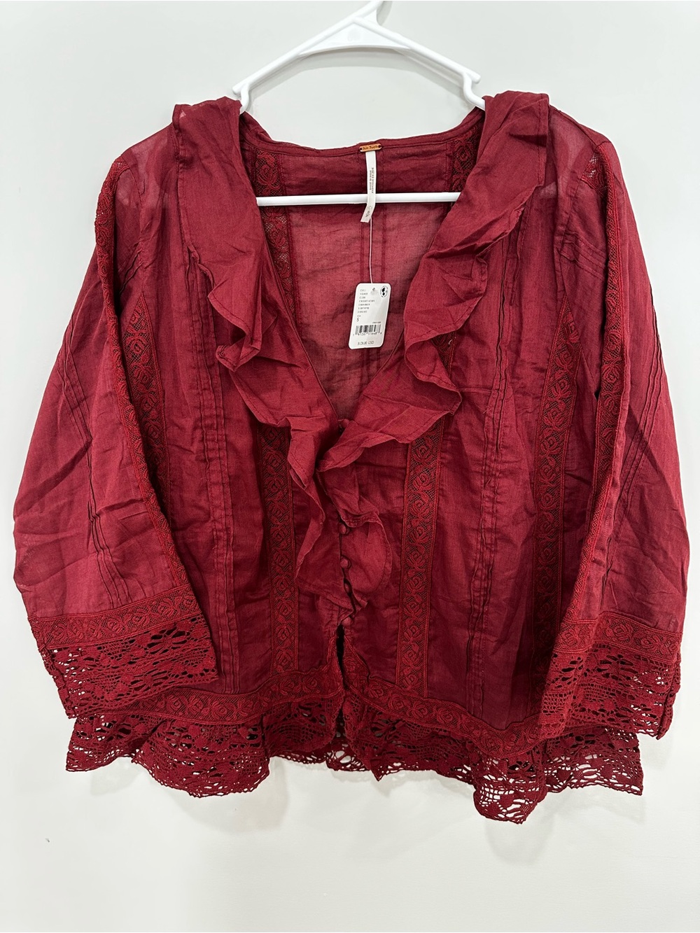Free People Chante Ruffle top blouse S - Picture 3 of 5